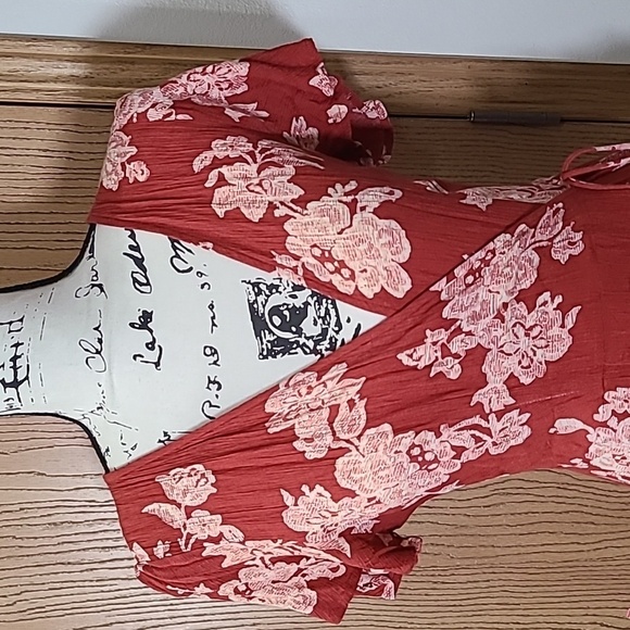 Lulu's floral v-neck maxi wrap sun dress wedding guest date night - Picture 5 of 7